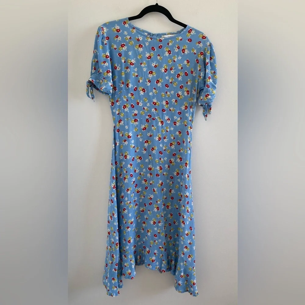 Faithfull The Brand Blue Erin Ditsy Floral Print Midi Dress Size 4 (Small) - Picture 3 of 12